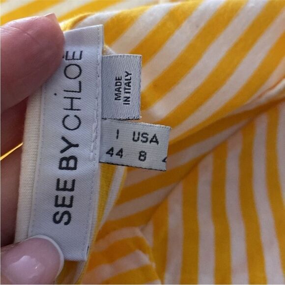 See by Chloe Yellow Striped Sleeveless Top with Bow, US8 - Picture 7 of 9
